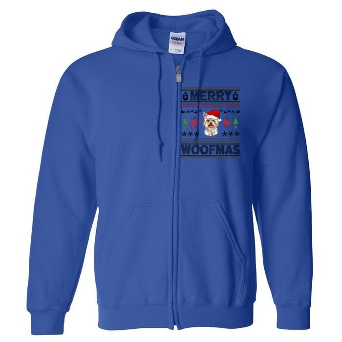 Merry Woofmas Ugly Christmas Yorkie Xmas Party Gift Full Zip Hoodie