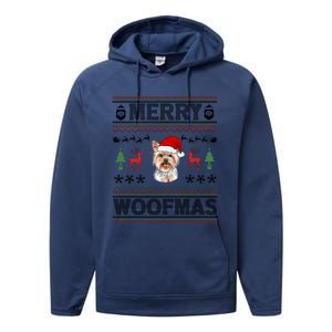 Merry Woofmas Ugly Christmas Yorkie Xmas Party Gift Performance Fleece Hoodie