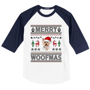 Merry Woofmas Ugly Christmas Yorkie Xmas Party Gift Baseball Sleeve Shirt