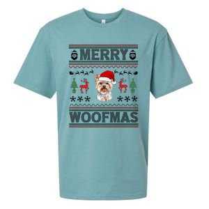 Merry Woofmas Ugly Christmas Yorkie Xmas Party Gift Sueded Cloud Jersey T-Shirt