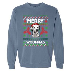 Merry Woofmas Ugly Sweater Christmas Dalmatian Lover Gift Garment-Dyed Sweatshirt