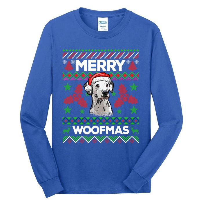 Merry Woofmas Ugly Sweater Christmas Dalmatian Lover Gift Tall Long Sleeve T-Shirt