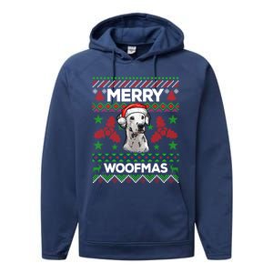 Merry Woofmas Ugly Sweater Christmas Dalmatian Lover Gift Performance Fleece Hoodie