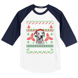 Merry Woofmas Ugly Sweater Christmas Dalmatian Lover Gift Baseball Sleeve Shirt