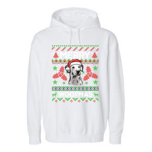 Merry Woofmas Ugly Sweater Christmas Dalmatian Lover Gift Garment-Dyed Fleece Hoodie