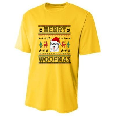 Merry Woofmas Ugly Christmas Husky Xmas Party Gift Youth Performance Sprint T-Shirt