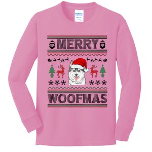 Merry Woofmas Ugly Christmas Husky Xmas Party Gift Kids Long Sleeve Shirt