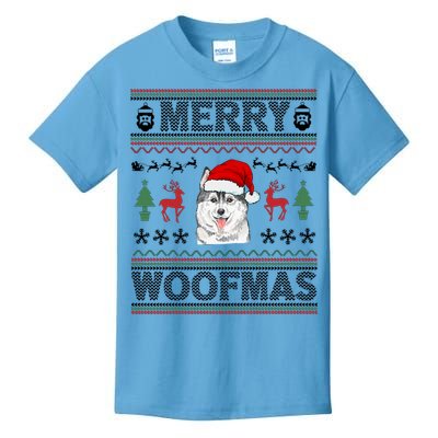 Merry Woofmas Ugly Christmas Husky Xmas Party Gift Kids T-Shirt