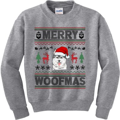 Merry Woofmas Ugly Christmas Husky Xmas Party Gift Kids Sweatshirt