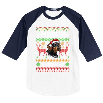 Merry Woofmas Ugly Sweater Christmas Dachshund Lover Gift Baseball Sleeve Shirt