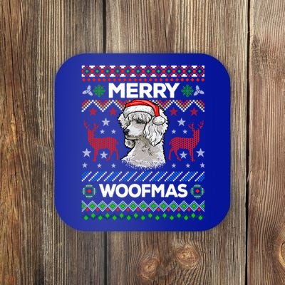 Merry Woofmas Ugly Sweater Christmas Poodle Lover Gift Coaster