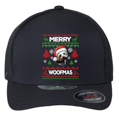 Merry Woofmas Ugly Sweater Christmas Yorkshire Terrier Lover Gift Flexfit Unipanel Trucker Cap