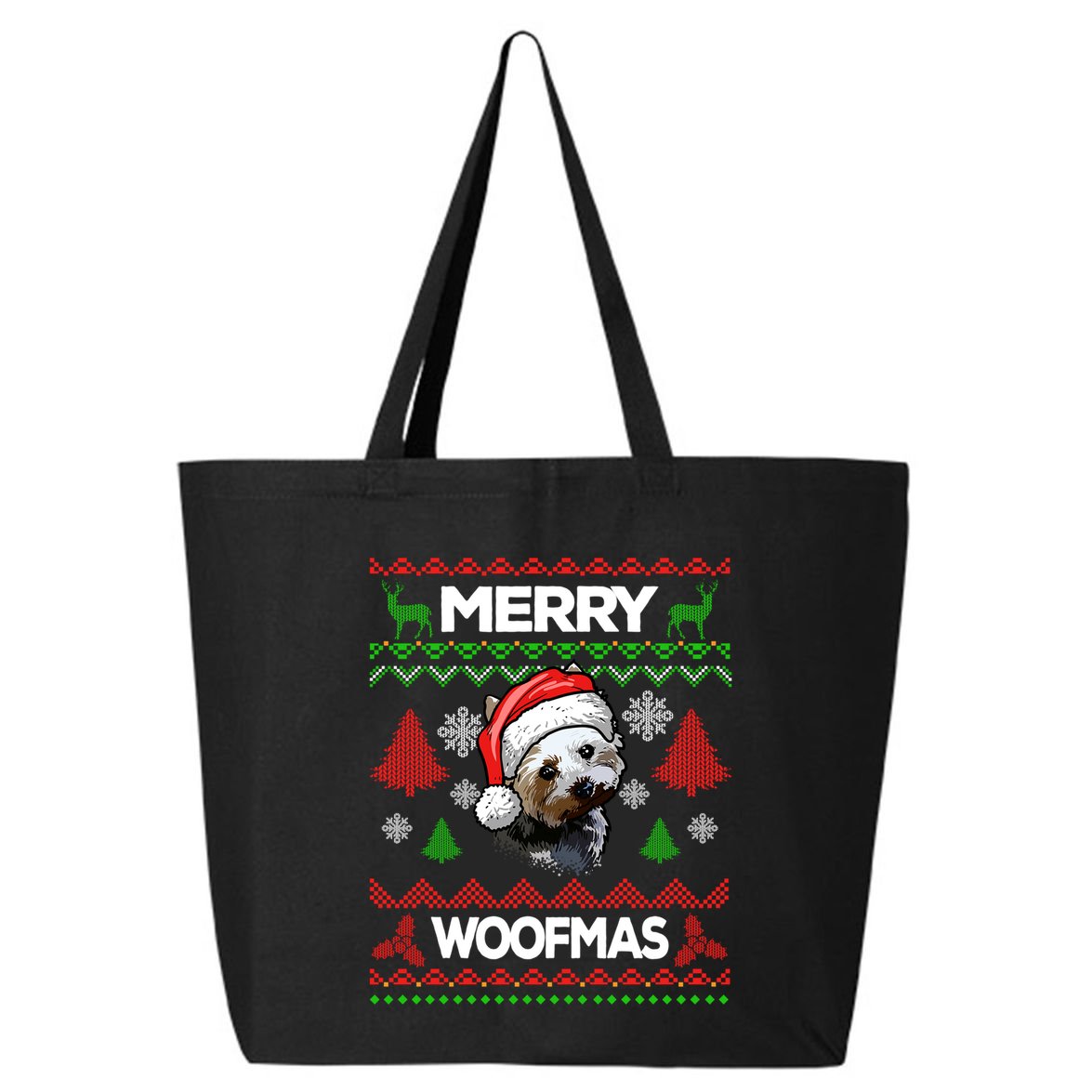 Merry Woofmas Ugly Sweater Christmas Yorkshire Terrier Lover Gift 25L Jumbo Tote