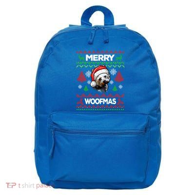 Merry Woofmas Ugly Sweater Christmas Yorkshire Terrier Lover Gift 16 in Basic Backpack