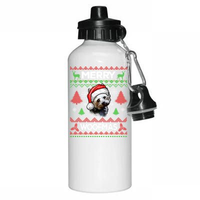 Merry Woofmas Ugly Sweater Christmas Yorkshire Terrier Lover Gift Aluminum Water Bottle 