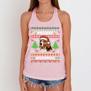 Merry Woofmas Ugly Christmas Beagle Lover Gift Women's Knotted Racerback Tank