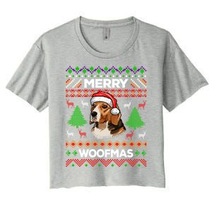 Merry Woofmas Ugly Christmas Beagle Lover Gift Women's Crop Top Tee