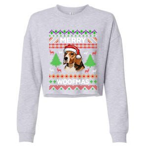 Merry Woofmas Ugly Christmas Beagle Lover Gift Cropped Pullover Crew