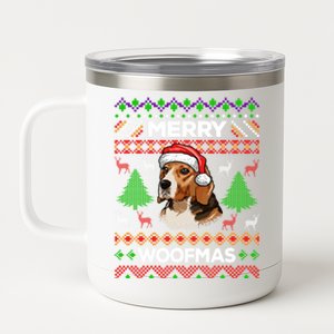 Merry Woofmas Ugly Christmas Beagle Lover Gift 12 oz Stainless Steel Tumbler Cup