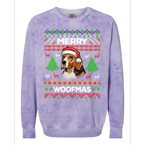 Merry Woofmas Ugly Christmas Beagle Lover Gift Swea Colorblast Crewneck Sweatshirt