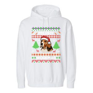 Merry Woofmas Ugly Christmas Beagle Lover Gift Swea Garment-Dyed Fleece Hoodie