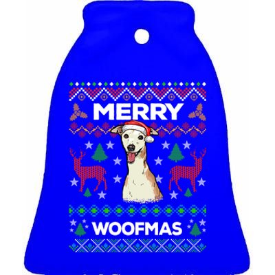 Merry Woofmas Ugly Sweater Christmas Greyhound Lover Gift Great Gift Ceramic Bell Ornament