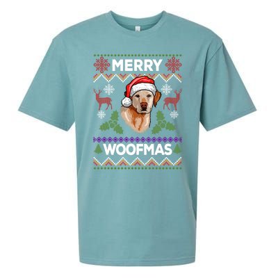 Merry Woofmas Ugly Sweater Christmas Labrador Lover Gift Sueded Cloud Jersey T-Shirt