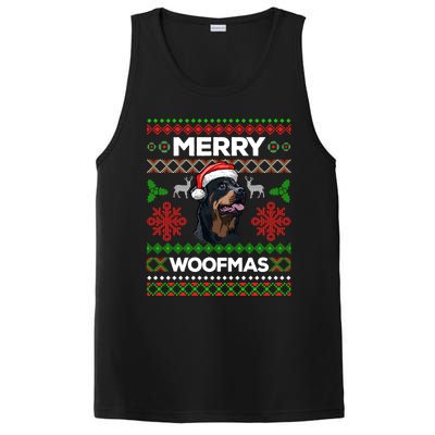 Merry Woofmas Ugly Sweater Christmas Rottweiler Lover Gift PosiCharge Competitor Tank