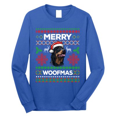 Merry Woofmas Ugly Sweater Christmas Rottweiler Lover Gift Long Sleeve Shirt