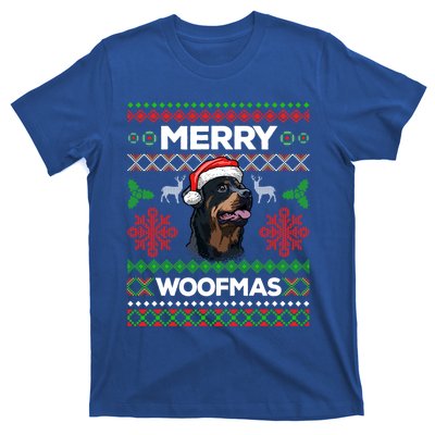 Merry Woofmas Ugly Sweater Christmas Rottweiler Lover Gift T-Shirt