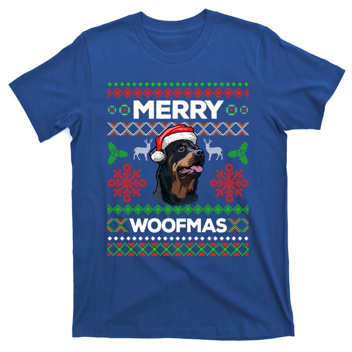 Merry Woofmas Ugly Sweater Christmas Rottweiler Lover Gift T-Shirt