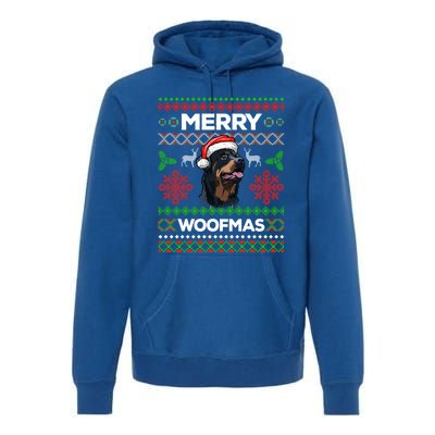 Merry Woofmas Ugly Sweater Christmas Rottweiler Lover Gift Premium Hoodie