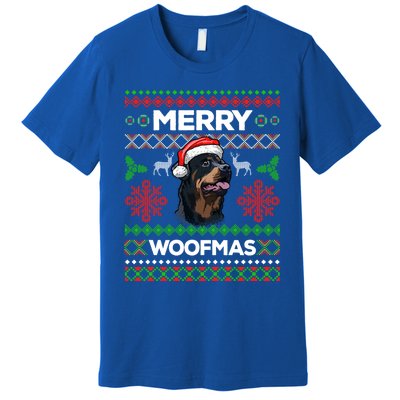 Merry Woofmas Ugly Sweater Christmas Rottweiler Lover Gift Premium T-Shirt