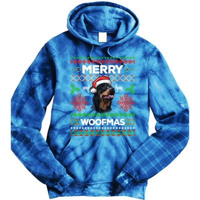 Merry Woofmas Ugly Sweater Christmas Rottweiler Lover Gift Tie Dye Hoodie