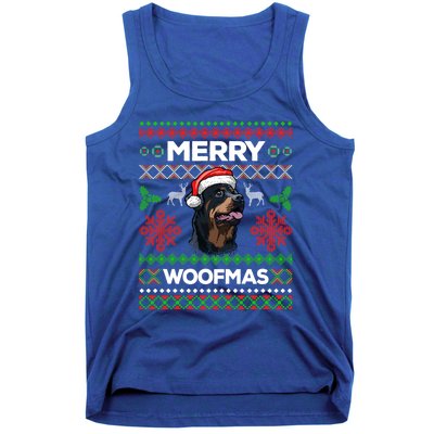 Merry Woofmas Ugly Sweater Christmas Rottweiler Lover Gift Tank Top