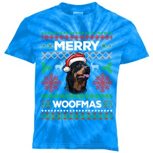 Merry Woofmas Ugly Sweater Christmas Rottweiler Lover Gift Kids Tie-Dye T-Shirt