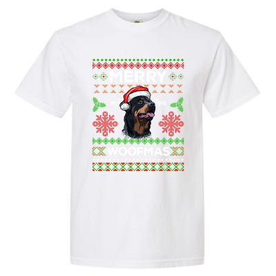 Merry Woofmas Ugly Sweater Christmas Rottweiler Lover Gift Garment-Dyed Heavyweight T-Shirt