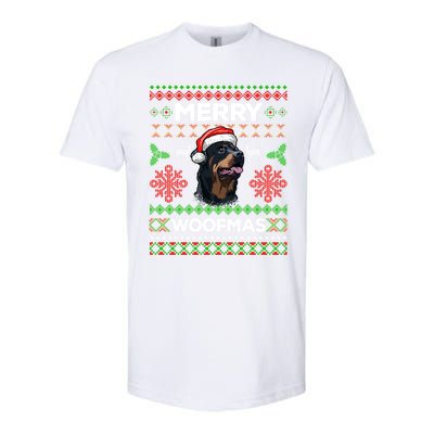 Merry Woofmas Ugly Sweater Christmas Rottweiler Lover Gift Softstyle CVC T-Shirt