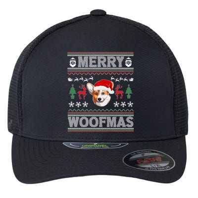 Merry Woofmas Ugly Christmas Corgi Xmas Party Cute Gift Flexfit Unipanel Trucker Cap