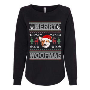 Merry Woofmas Ugly Christmas Corgi Xmas Party Cute Gift Womens California Wash Sweatshirt