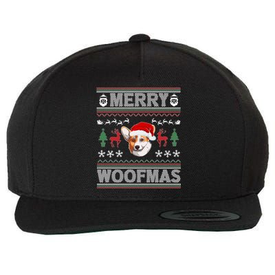 Merry Woofmas Ugly Christmas Corgi Xmas Party Cute Gift Wool Snapback Cap