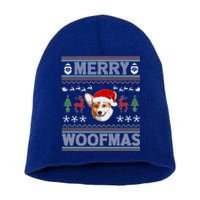 Merry Woofmas Ugly Christmas Corgi Xmas Party Cute Gift Short Acrylic Beanie