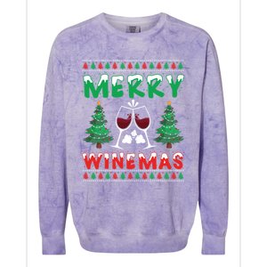 Merry Winemas Ugly Christmas Great Gift Colorblast Crewneck Sweatshirt