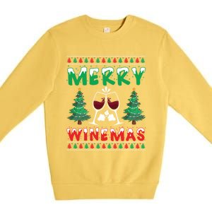 Merry Winemas Ugly Christmas Great Gift Premium Crewneck Sweatshirt