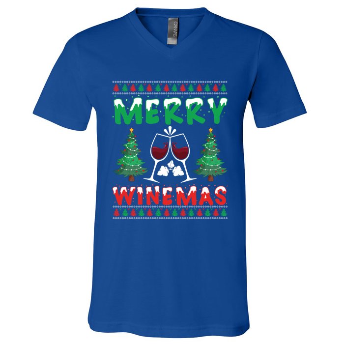 Merry Winemas Ugly Christmas Great Gift V-Neck T-Shirt