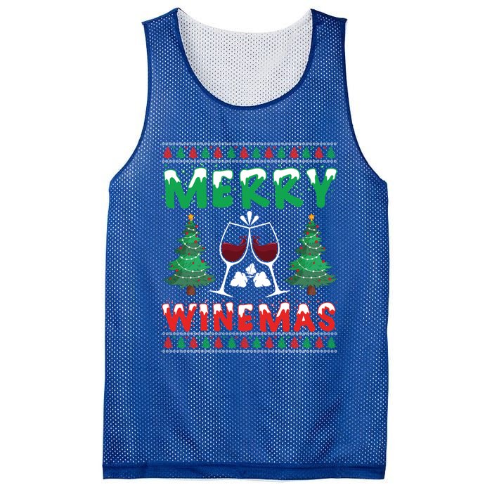 Merry Winemas Ugly Christmas Great Gift Mesh Reversible Basketball Jersey Tank