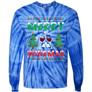 Merry Winemas Ugly Christmas Great Gift Tie-Dye Long Sleeve Shirt