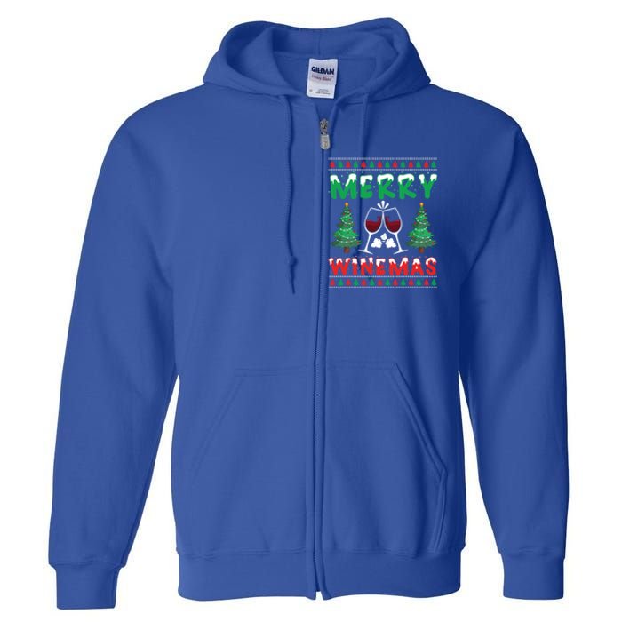 Merry Winemas Ugly Christmas Great Gift Full Zip Hoodie