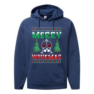 Merry Winemas Ugly Christmas Great Gift Performance Fleece Hoodie