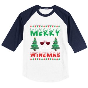 Merry Winemas Ugly Christmas Great Gift Baseball Sleeve Shirt